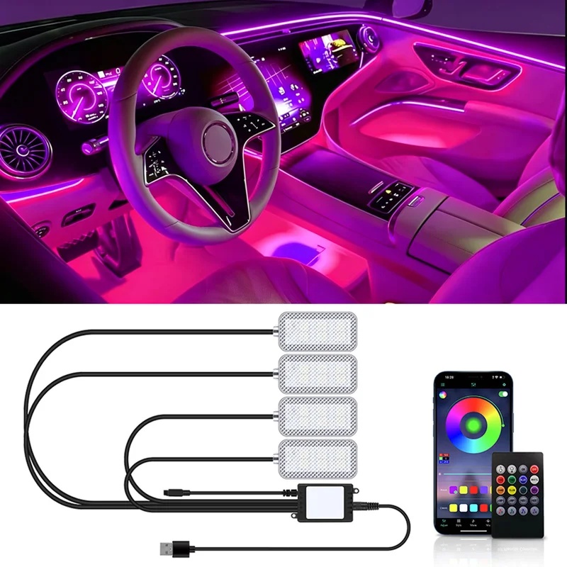 Neon LED Car Interior Ambient  - đánh giá và giá Led Ambient Interior Car Lights App Control