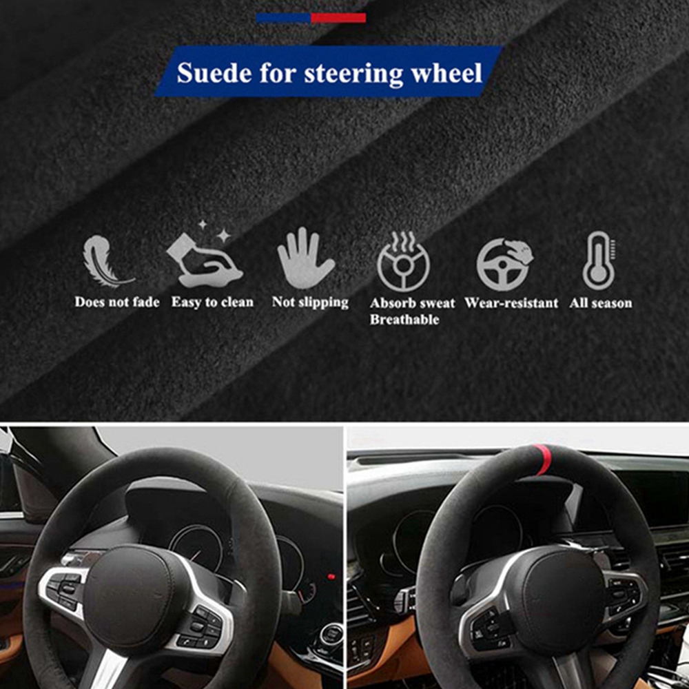Anti-Slip  Black Suede Braid C - đánh giá và giá Car Steering Wheel Cover Anti Slip Breathable