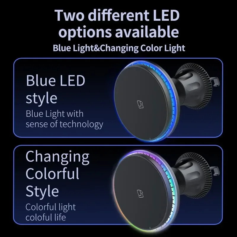 LED/RGB Magnetic Car Wireless  - đánh giá và giá Wireless Car Charger Mount Fast Charging
