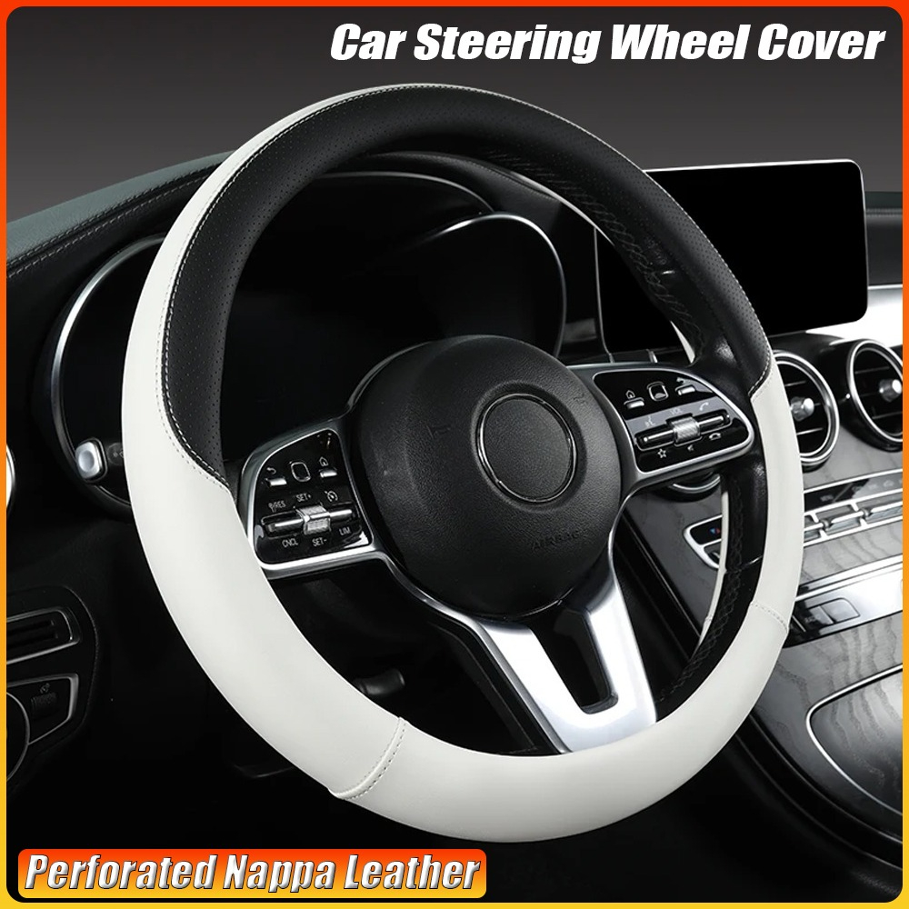 Perforated Nappa Leather Car S - đánh giá và giá Car Steering Wheel Cover Anti Slip Breathable