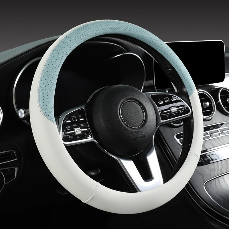 Perforated Nappa Leather Car S - đánh giá và giá Car Steering Wheel Cover Anti Slip Breathable