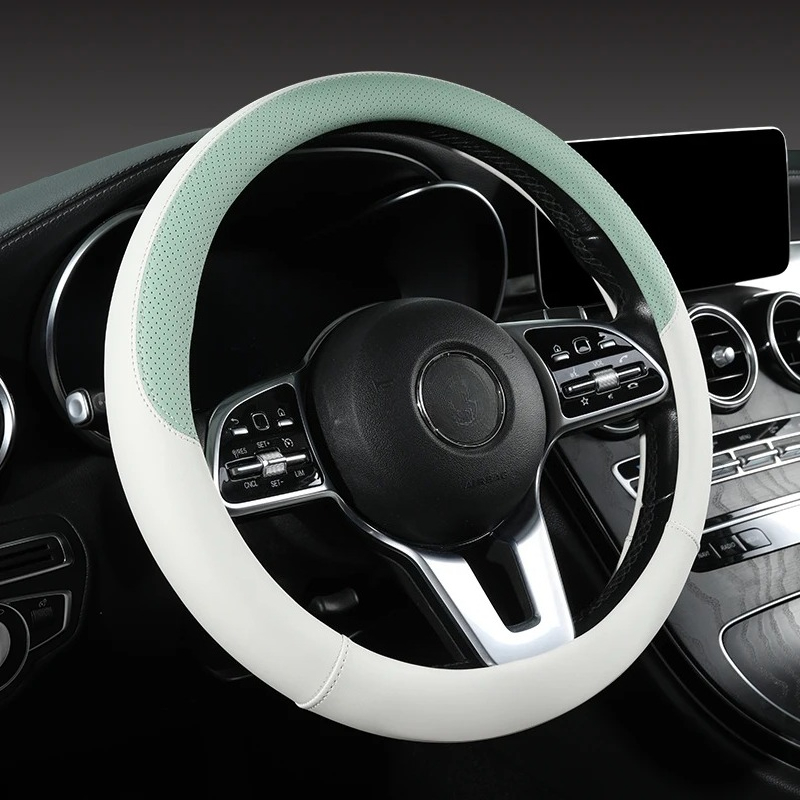 Perforated Nappa Leather Car S - đánh giá và giá Car Steering Wheel Cover Anti Slip Breathable