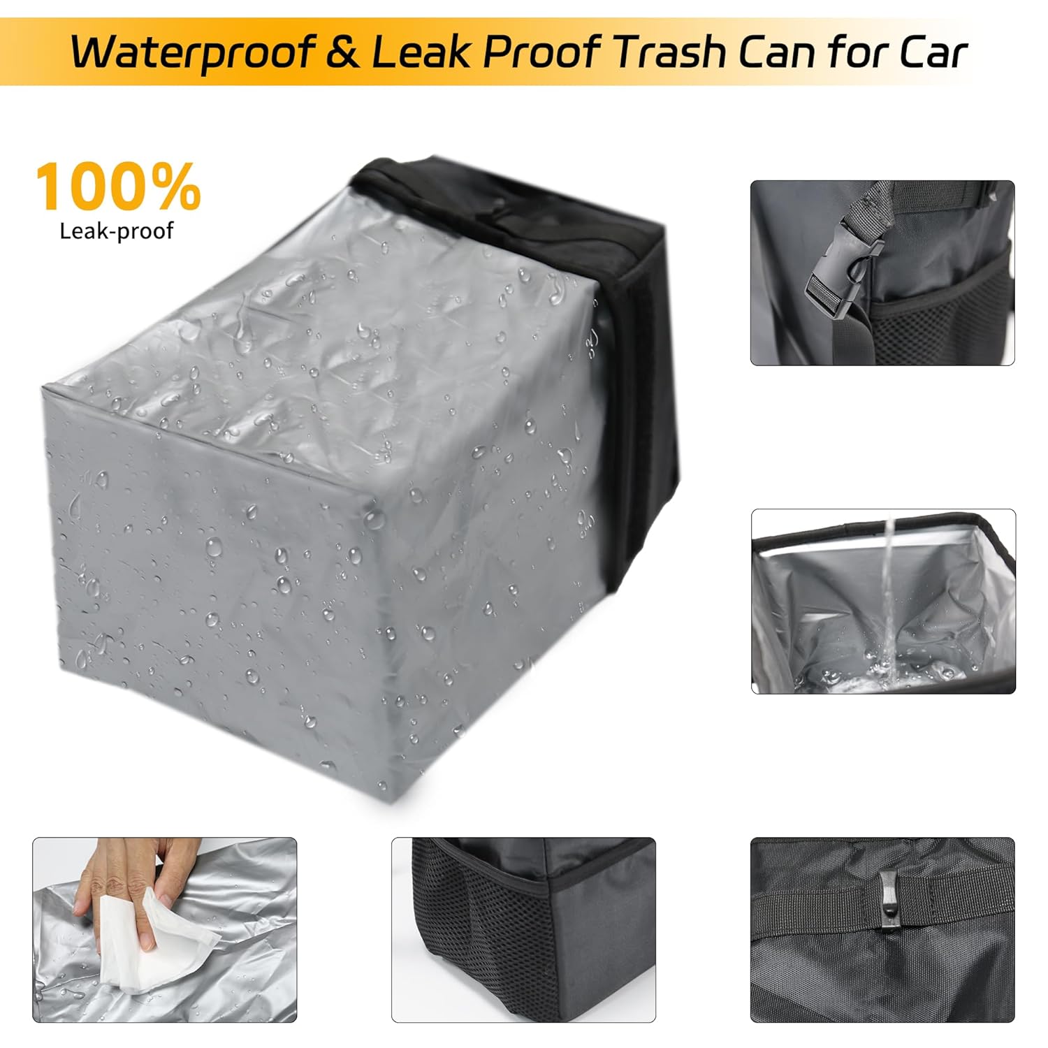 3-in-1 Car Trash Can with Lid  - đánh giá và giá Waterproof Car Trash Can With Lid